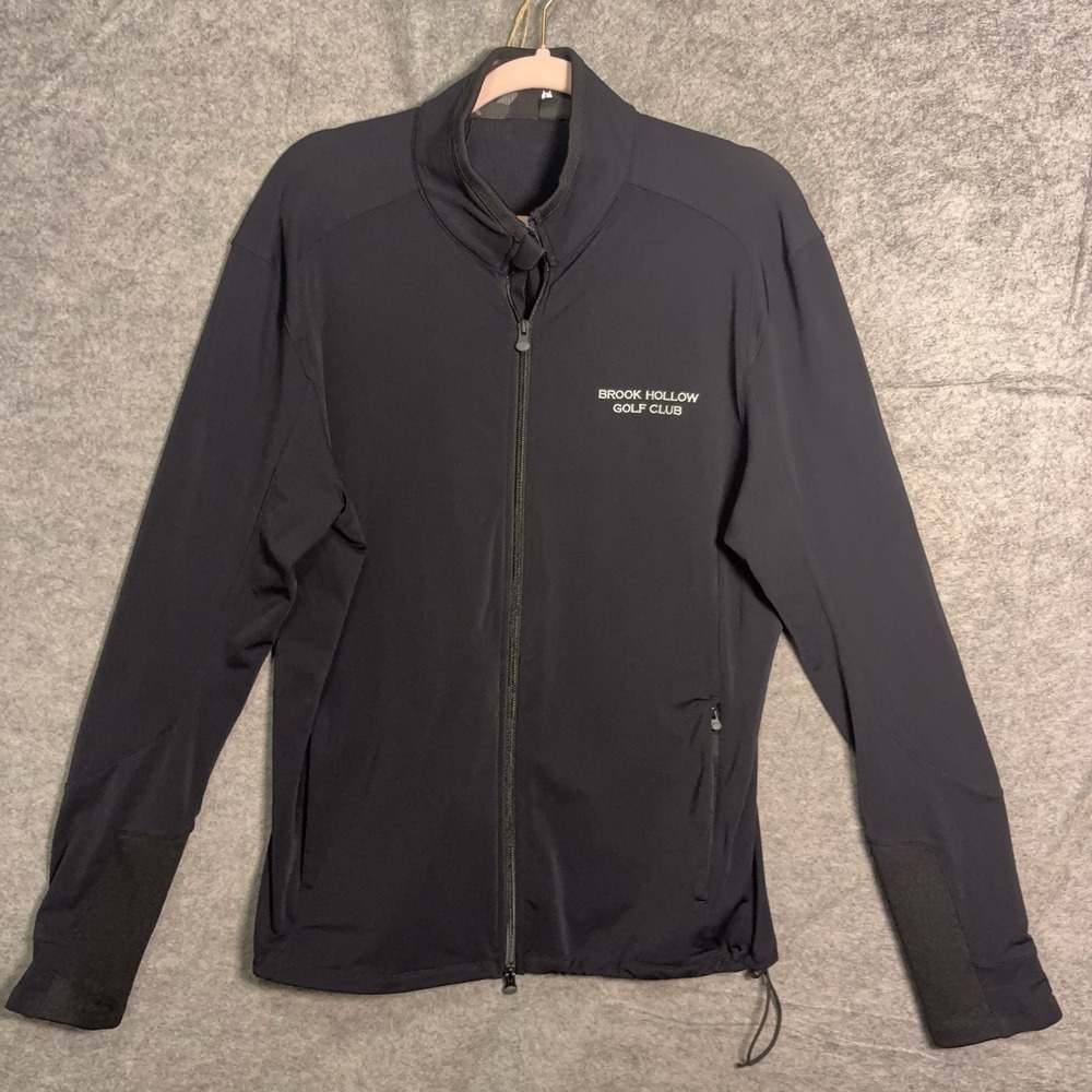 Greyson‎ Sequoia Jacket Womens Sz L Black Full Zip Cinch Waist Brook Hollow Logo